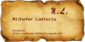 Milhofer Ladiszla névjegykártya